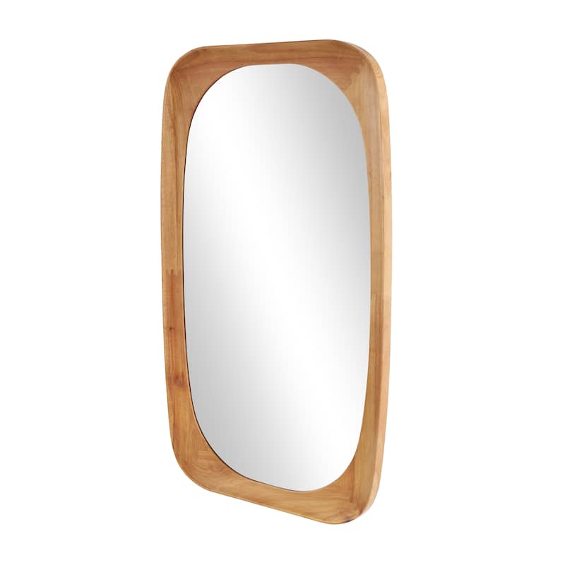 Wood Oval Wall Mirror - Dark Brown or Brown - Roche River Decor