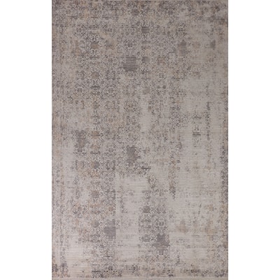 Beige Modern Area Rug Hand-Knotted Abstract Wool Carpet - 6'6"x 9'9"