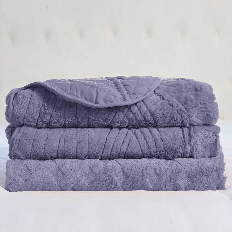 FauxFur Quilted Tatami 4-piece Bedspread Set