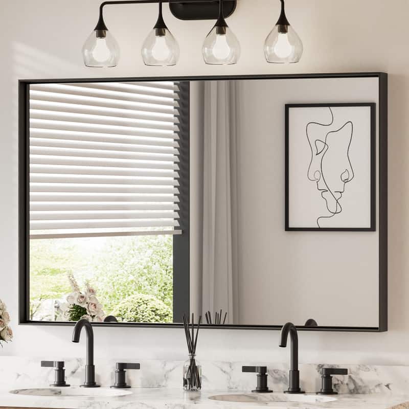Keonjinn Aluminum Framed Wall Mount Bathroom Vanity Mirror