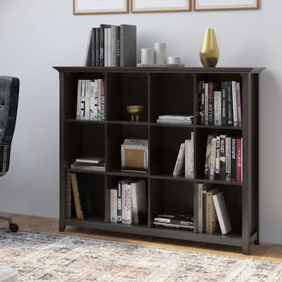 Halifax SOLID WOOD 48x57" Transitional 12 Cube Storage Bookcase in Hickory Brown - 15.75" D x 57" W x 48" H