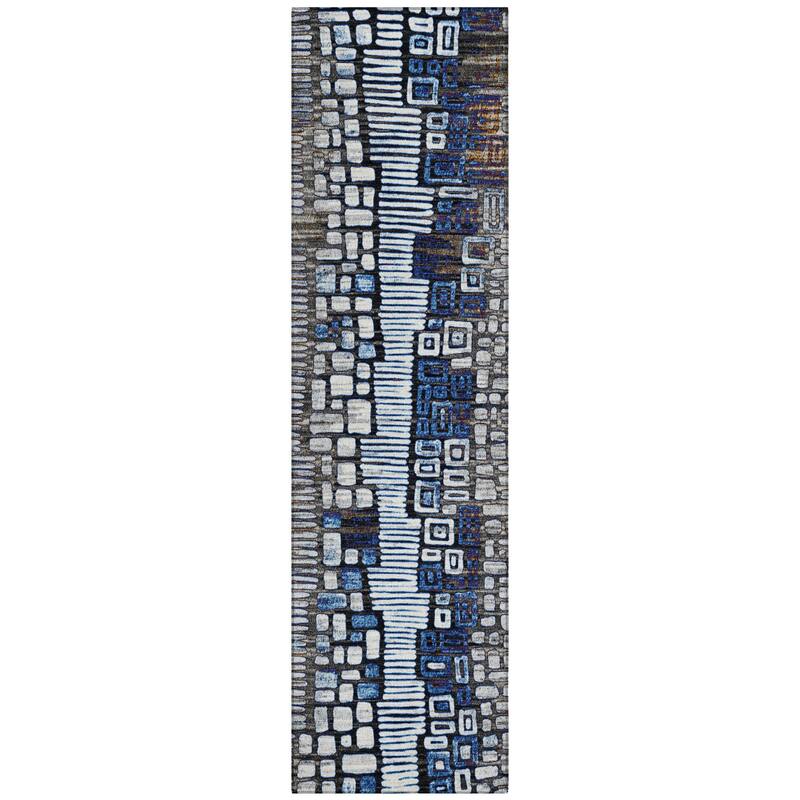 Machine Washable Indoor/ Outdoor Geo Mosaic Chantille Rug