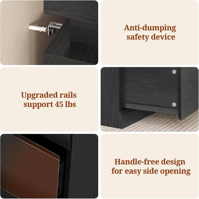 Bedroom Dresser Drawers with LED Light Power Outlet Chest of Drawer