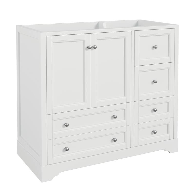 Roomfitters 36 Inch Bathroom Vanity without Sink, Solid Wood Freestanding Cabinet with 4 Drawers and Shelf