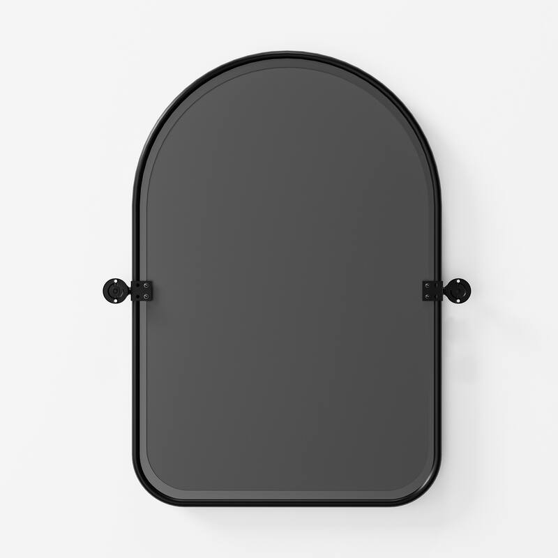 HomeRoots 32" Black Arch Metal Swivel Framed Accent Mirror - 23.00 in. x 32.00 in. x 1.56 in.