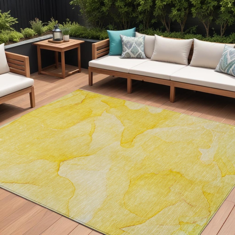 Dax Modern Art-Inspired Weather Resistant Blended Style Outdoor Rug