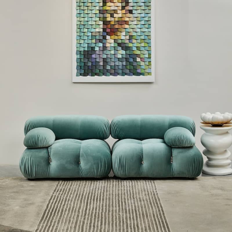 Breeley 76'' Velvet Upholstered Loveseat - Tiffany Blue