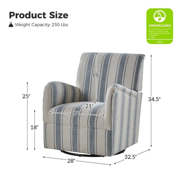 dimension image slide 3 of 4, HULALA HOME Pancy Traditional Swivel Armchair with Jacobean Strip Pattern Set of 2