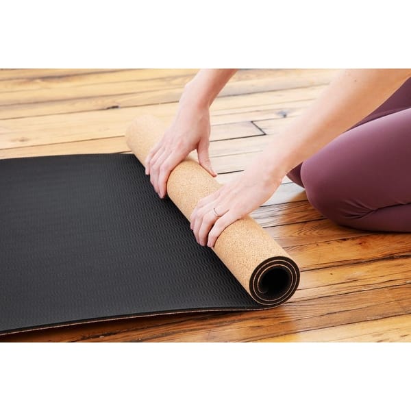 Sol Living Yoga Mat Cork Non Slip Extra Thick Exercise Mat for