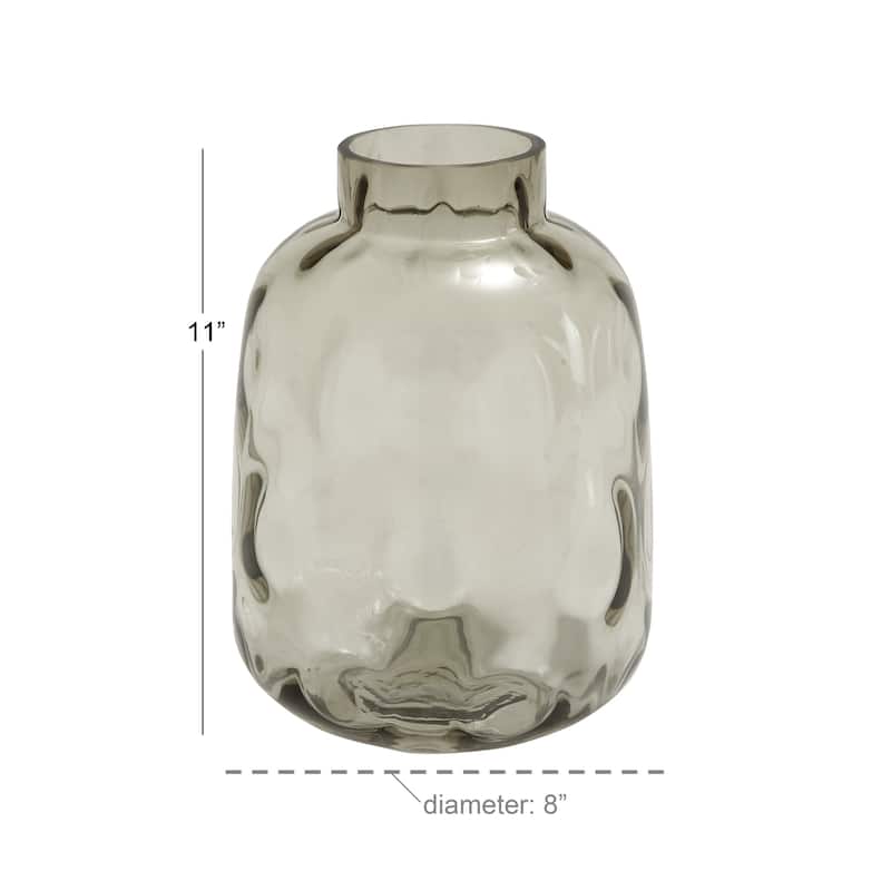 Tempered Glass Transparent Decorative Vase with Bubble Texture - Gray - Roche River Decor