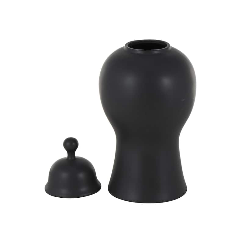 Ceramic Rounded Hourglass Decorative Jars with Lid and Ball Knob - White or Black- Roche River Decor