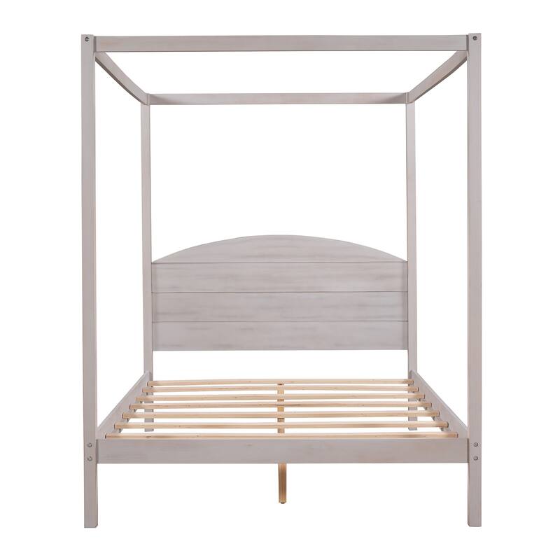 Canopy Platform Bed with Headboard and Footboard,With Slat Support Leg