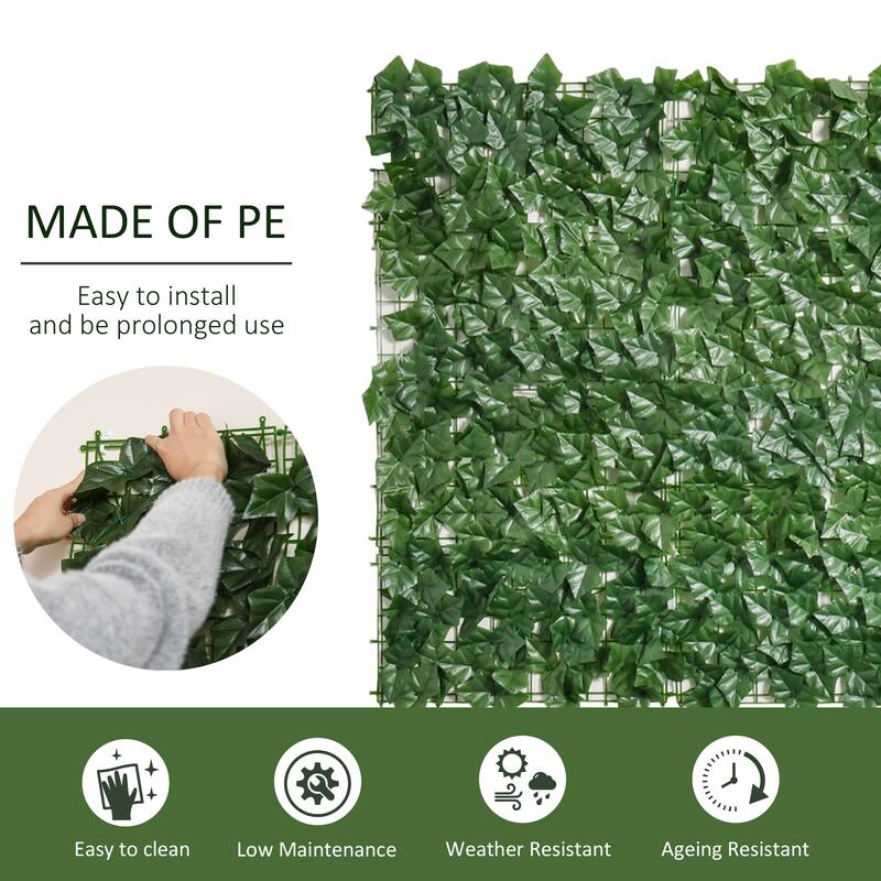 Outsunny 118" x 39" Artificial Privacy Fence Screen Faux Hedge Leaf Ivy Vine Leaf Decoration, Dark Green - 118" L x 39.25" H