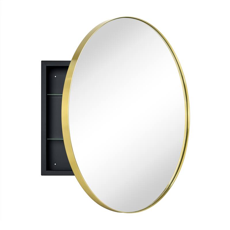 TEHOME Myriel Surface Mount Framed Round Medicine Cabinet with Mirror