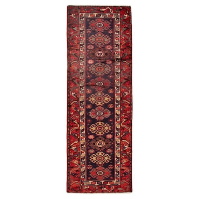 ECARPETGALLERY Hand-knotted Andelz Navy Wool Rug - 3'2 x 9'6