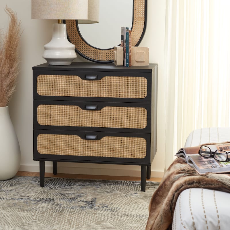 SAFAVIEH Dezzie 3-Drawer Chest - Black/Natural
