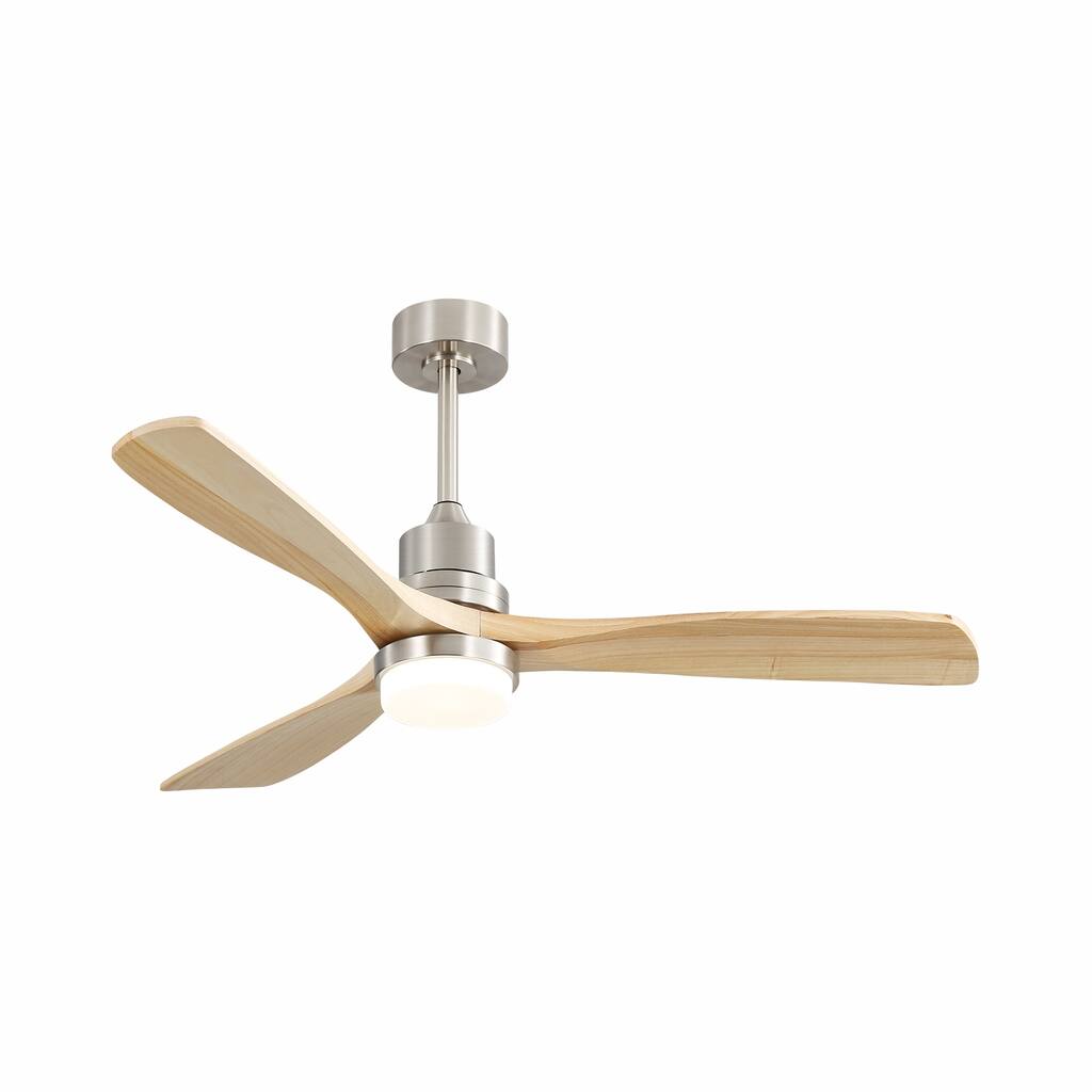 52 Inch Ceiling Fan with 3 Color Dimmable 3 Wood Blades Remote Control