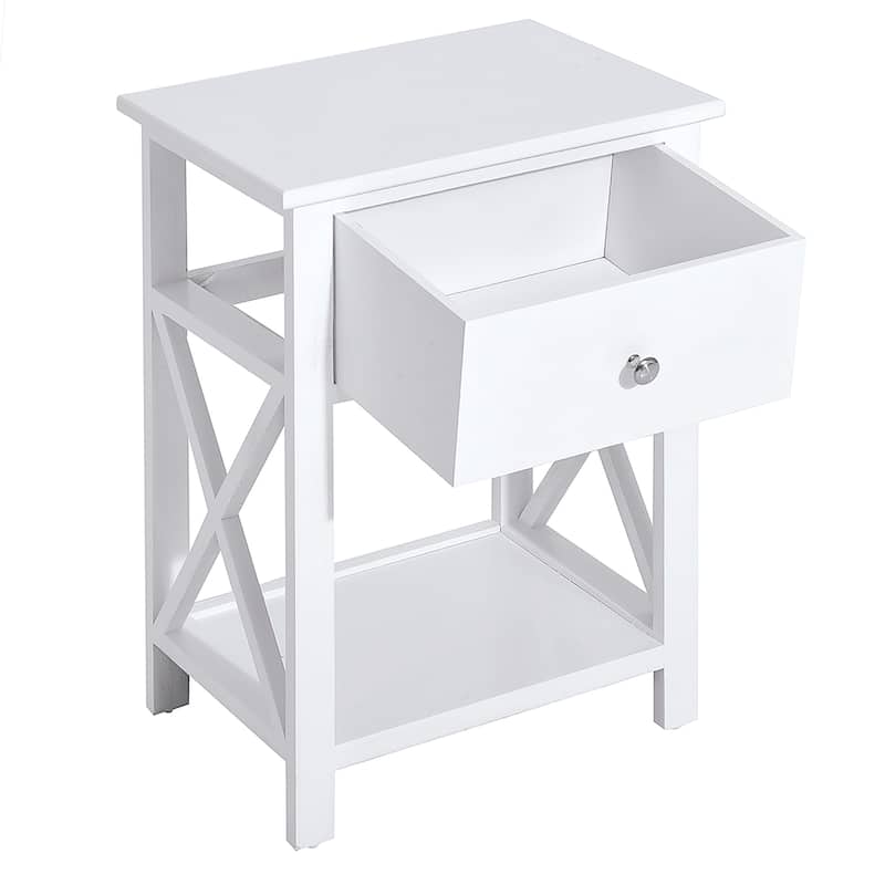 HomCom Wood X-side End Table - 15.5"L X 12"W X 22"H