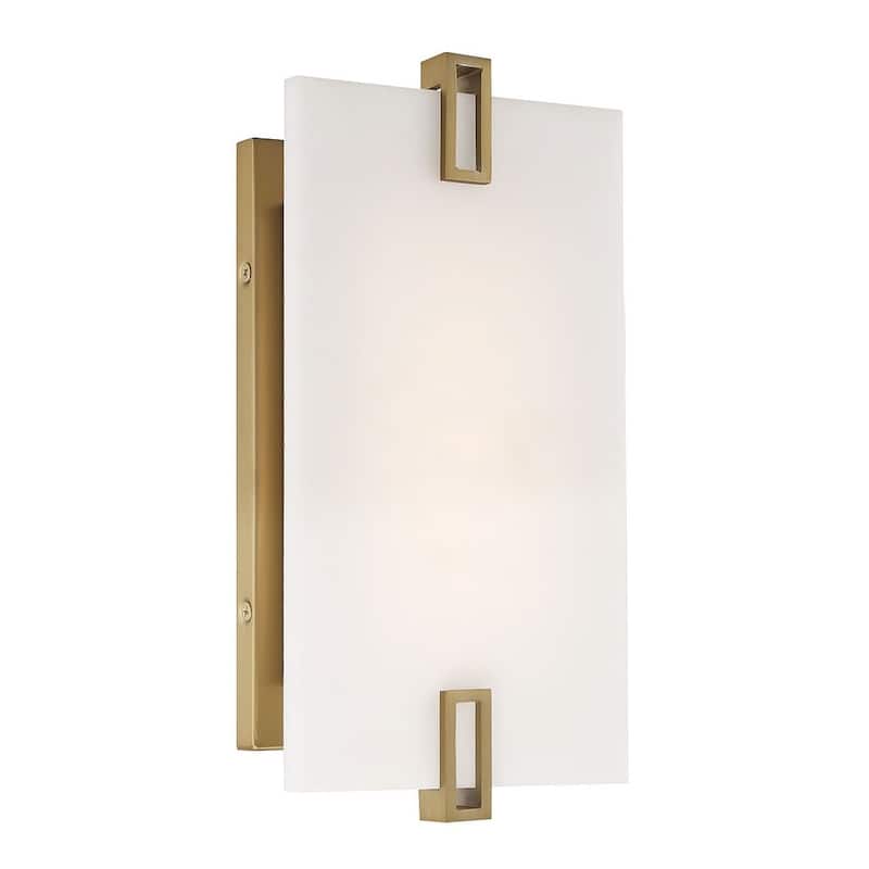 Minka Lavery 924-L Aizen 12" Tall LED Wall Sconce with Faux Alabaster - Soft Brass