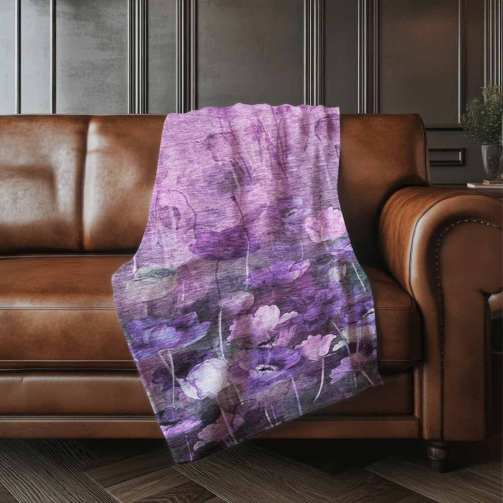 Premium Machine Washable Modern Floral Sherpa Throw Blanket