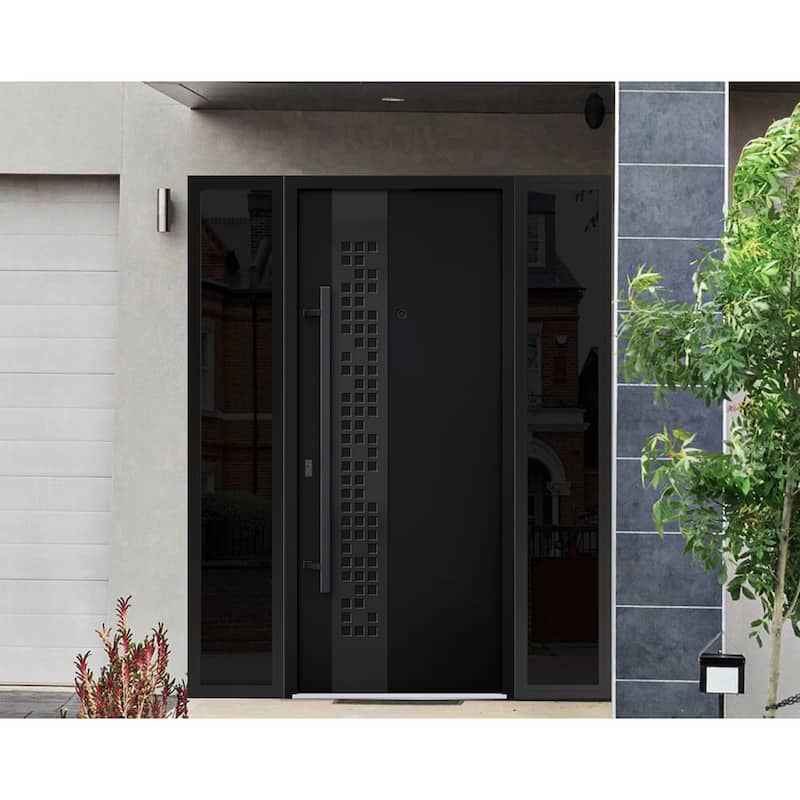 VDOMDOORS | Front Door Exterior Door | Fiberglass | Frame & Hardware Included | 18x80, Oak Entry Door Steel Entry Door