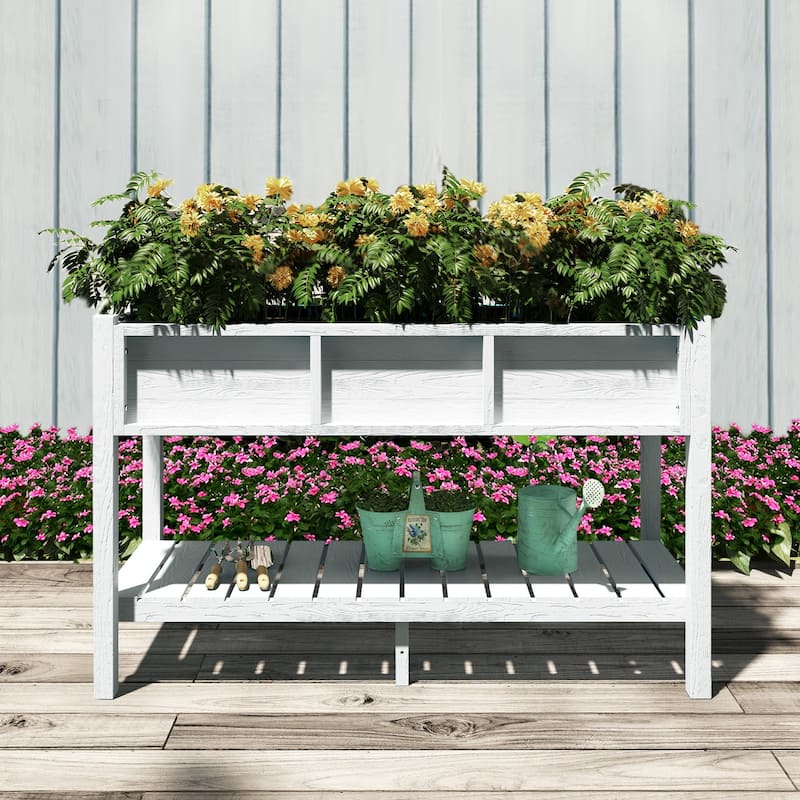 Lesly 46.37 in. Modern Rectangular White Planter Box - 46.37"D×17.69"W×28.67"H - 46.37"D×17.69"W×28.67"H - White