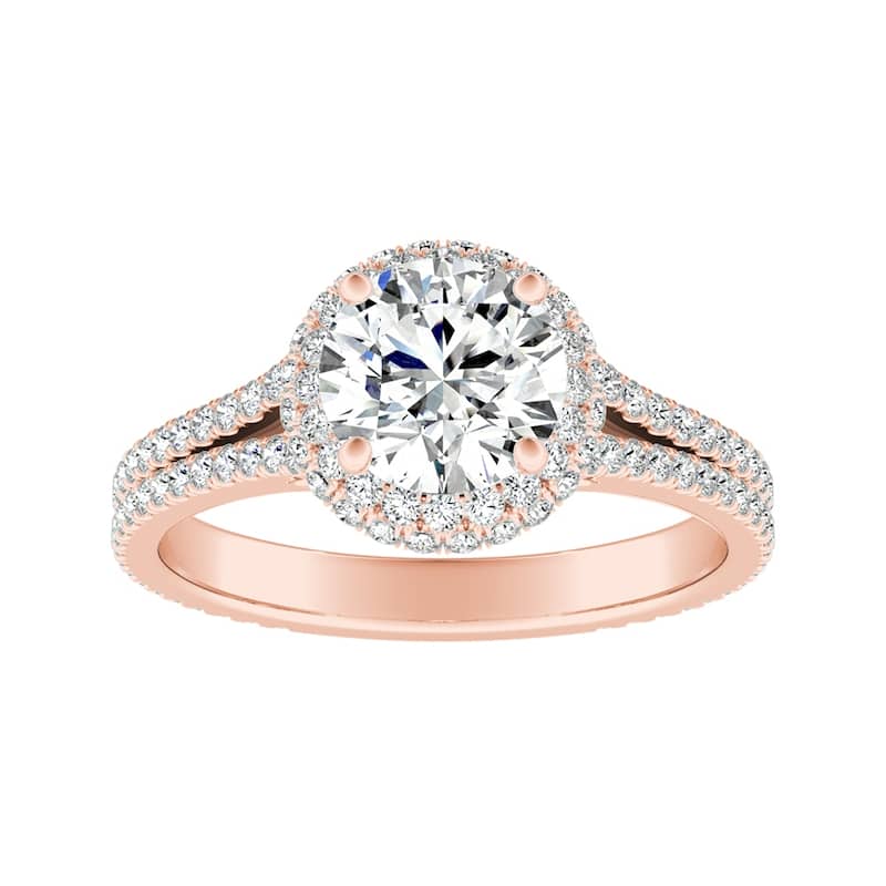 Auriya 14k Gold 1 1/2ctw Halo Moissanite Engagement Ring - Rose - 7.5