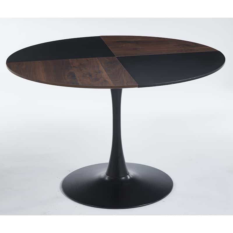 Modern Dining Table with Black and Brown Splicing Desktop,Office Table Coffee Table for Dining Room
