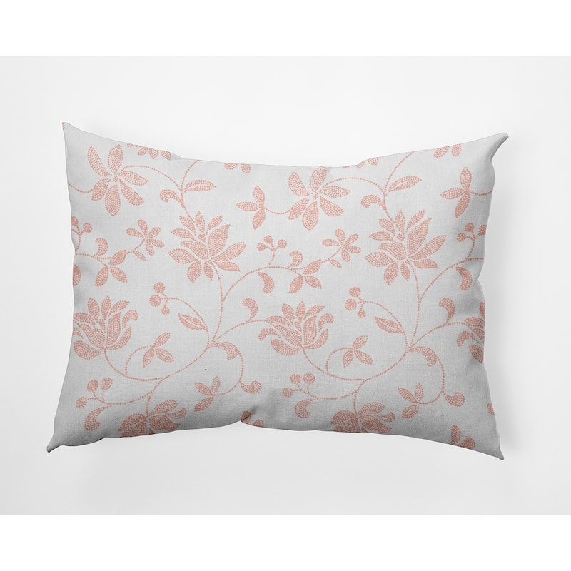 Traditional Floral Indoor/Outdoor Throw Pillow - Blush - 14" x 20"