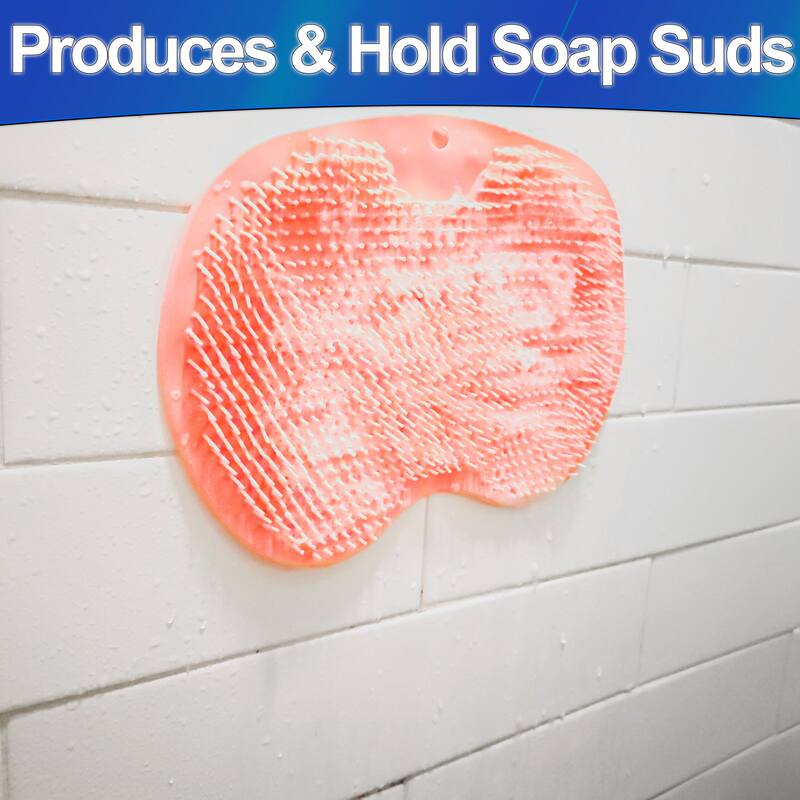 Shower Back Scrubber & Foot Cleaner - Silicone Bath Brush for Exfoliating Feet & Back, Non-Slip Massage Pad with Soft Bristles