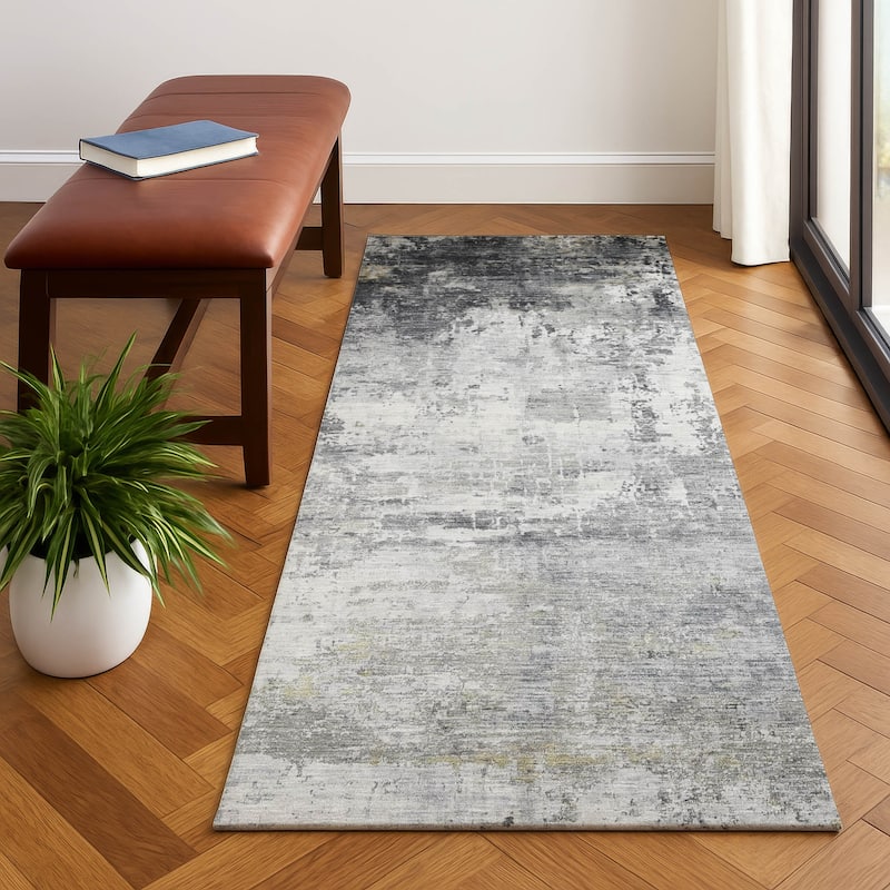 Premium Washable Super Soft Abstract Glam Mayfield Rug - Gray - 2'3" x 7'6"