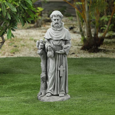 Grey MgO Saint Francis Indoor/Outdoor Statue