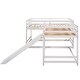 preview thumbnail 9 of 25, Wood Full and Twin Size L-Shaped Bunk Bed with Slide and Short Ladder, Bunk Bed Frame with Slats Support, No Box Spring Needed