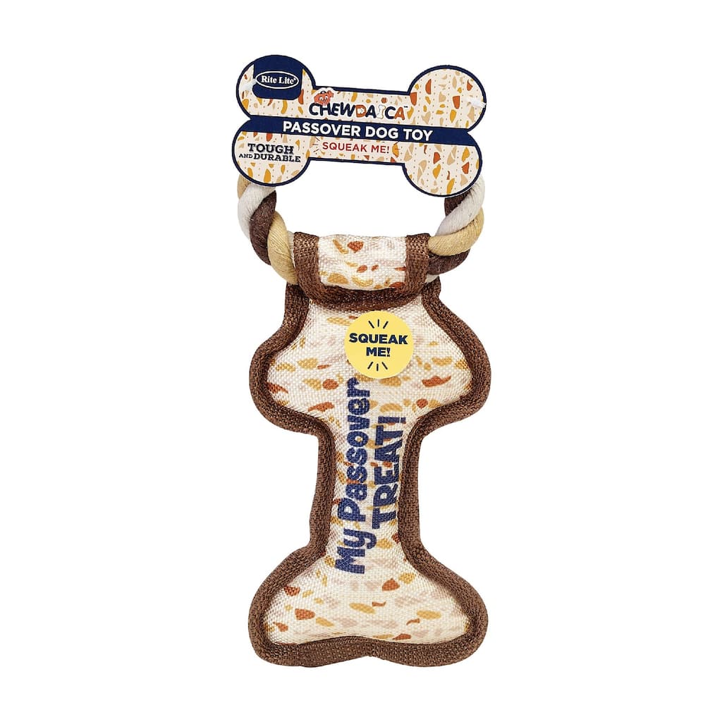 9" Brown and White "My Passover Treat" Dog Toy