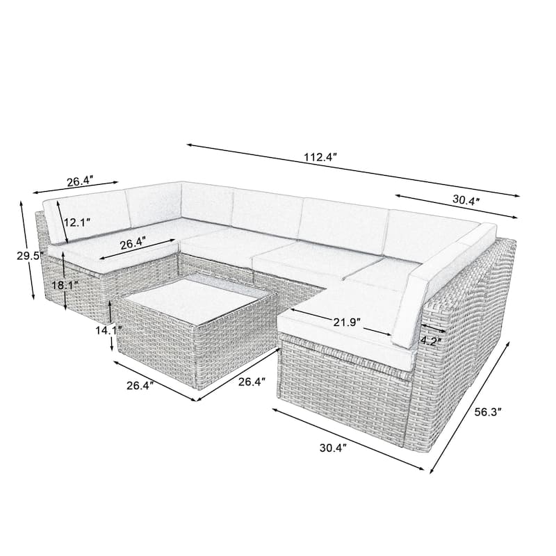 7 Piece Patio Furniture Sets Outdoor Sectional Sofa