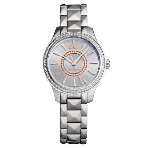 Christian Dior Women's 'Montaigne' Blue Diamond Dial Diamond Bezel Stainless Steel Swiss Automatic Watch
