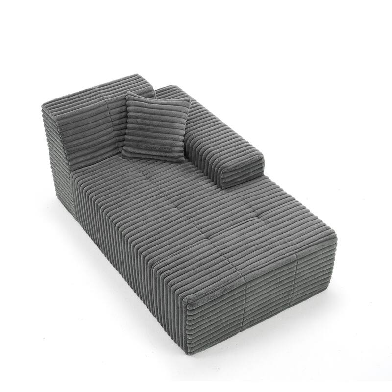 Corduroy Oversized Low-back Modular Loveseat Chaise with Pillow