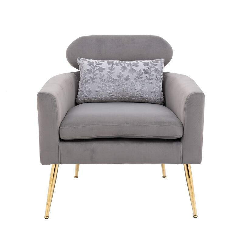 Velvet Upholstered Accent Chair With A Pillow