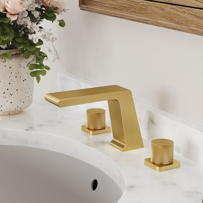 Widespread Bathroom Faucet, Double Handle 3 Hole Bathroom Sink Faucet Waterfall Spout