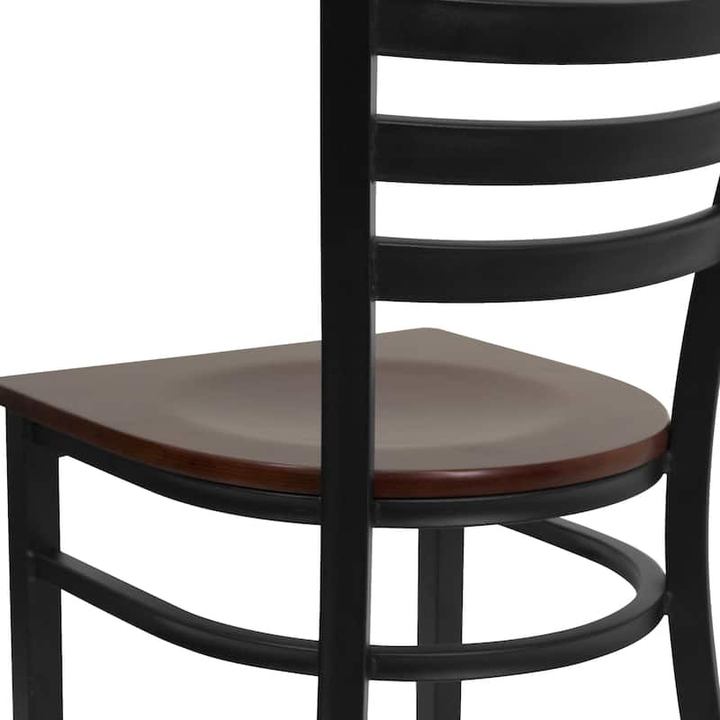 Ladder Back Metal Restaurant Chair - 16.5"W x 17"D x 32.25"H - 16.5"W x 17"D x 32.25"H