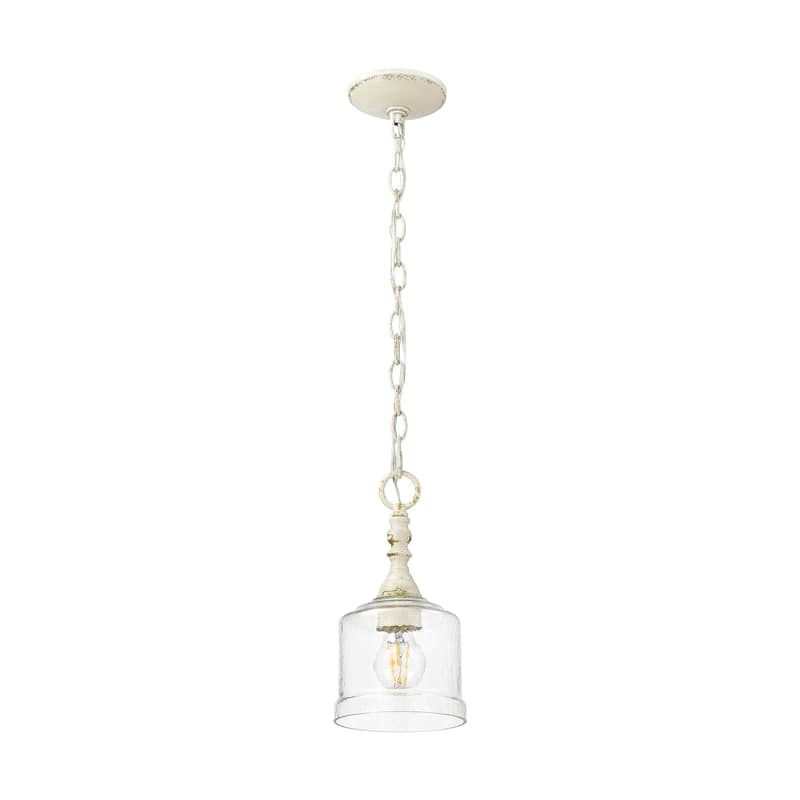 Golden Lighting Keating 1-light Pendant in Antique Ivory and Hammered Water Glass - Gold