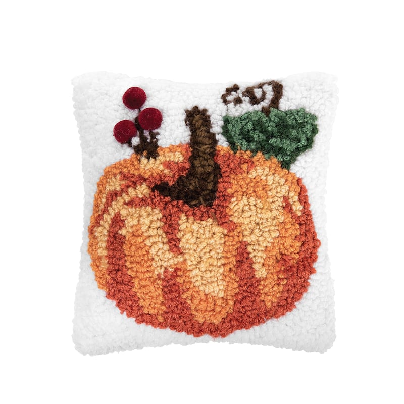 8" x 8" Pumpkin Hooked Petite Pillow