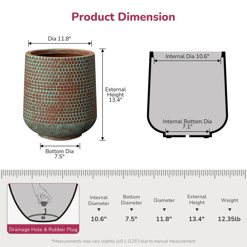 Cylindrical Concrete Flower Pot Planter with Drainage Holes and Enhanced Interior