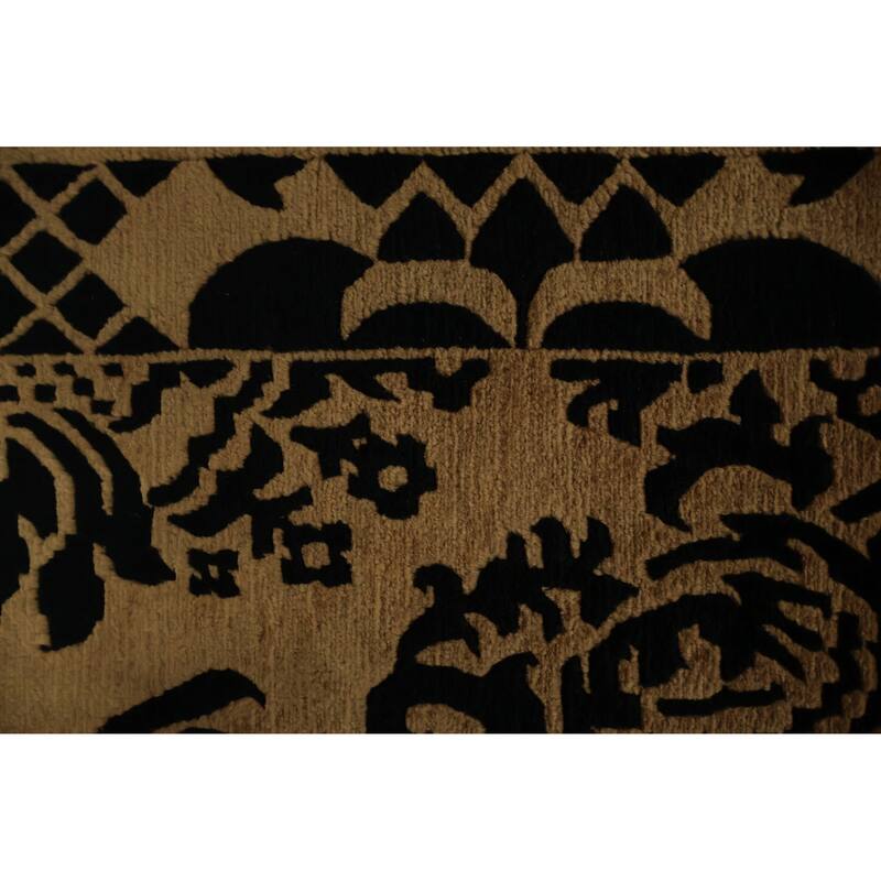 Hand Knotted Oriental 100% Wool Carpet Traditional Floral Yellow & Gold Nepalese Area Rug - 11' 10'' X 9' 0''