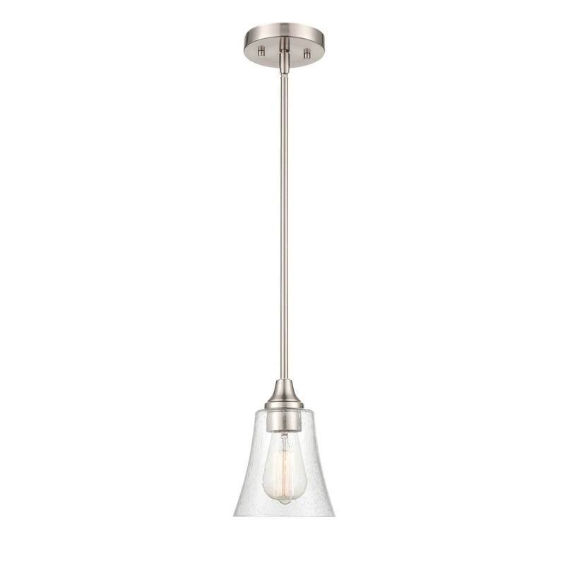 Millennium Lighting Caily 1 Light Pendant in Brushed Nickel or Matte Black with Seeded Glass Shade