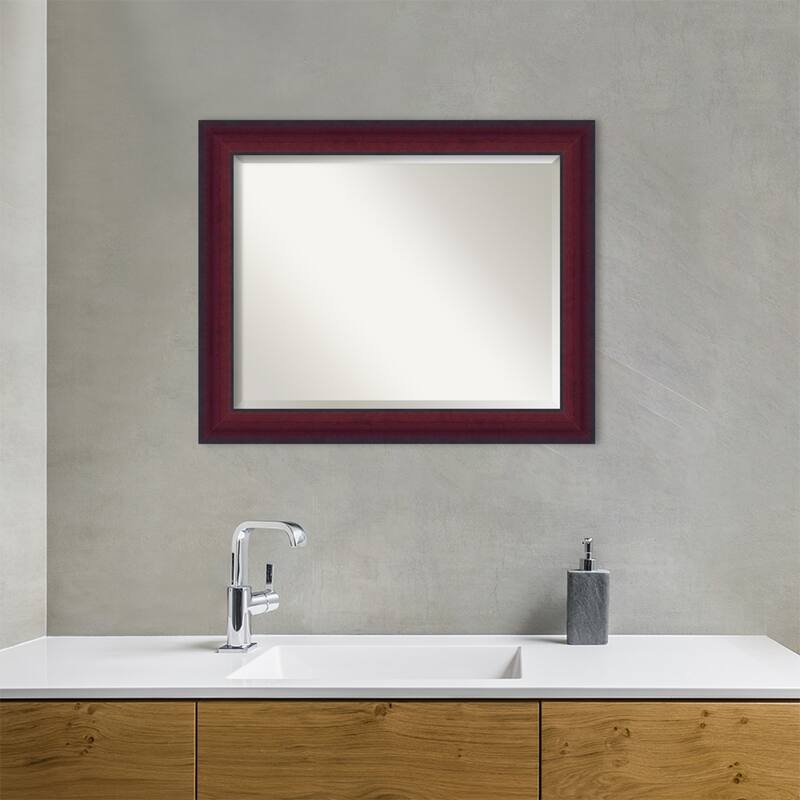 Canterbury Cherry Beveled Wood Framed Bathroom Vanity Wall Mirror - Canterbury Cherry