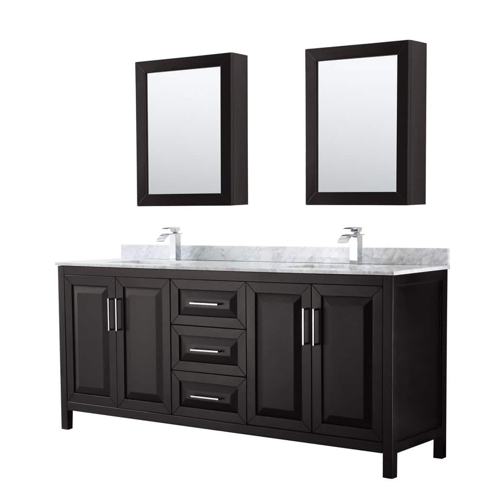 Wyndham Collection Daria 80" Free Standing Double Vanity Set with MDF