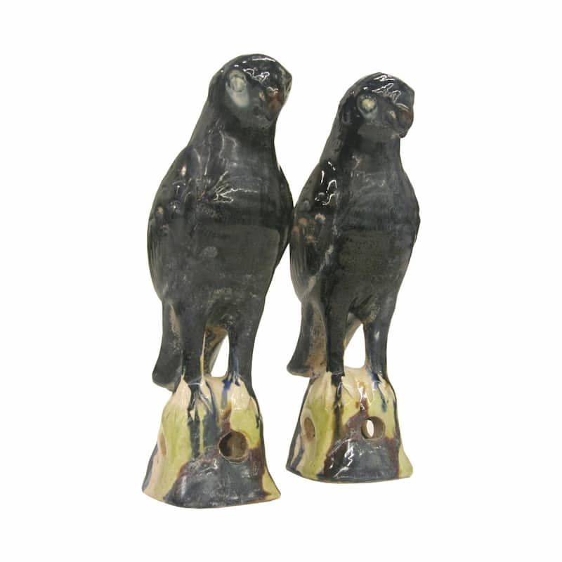 Artissance 10" H Blue Terra Cotta Glazed Parrot - Medium - Blue
