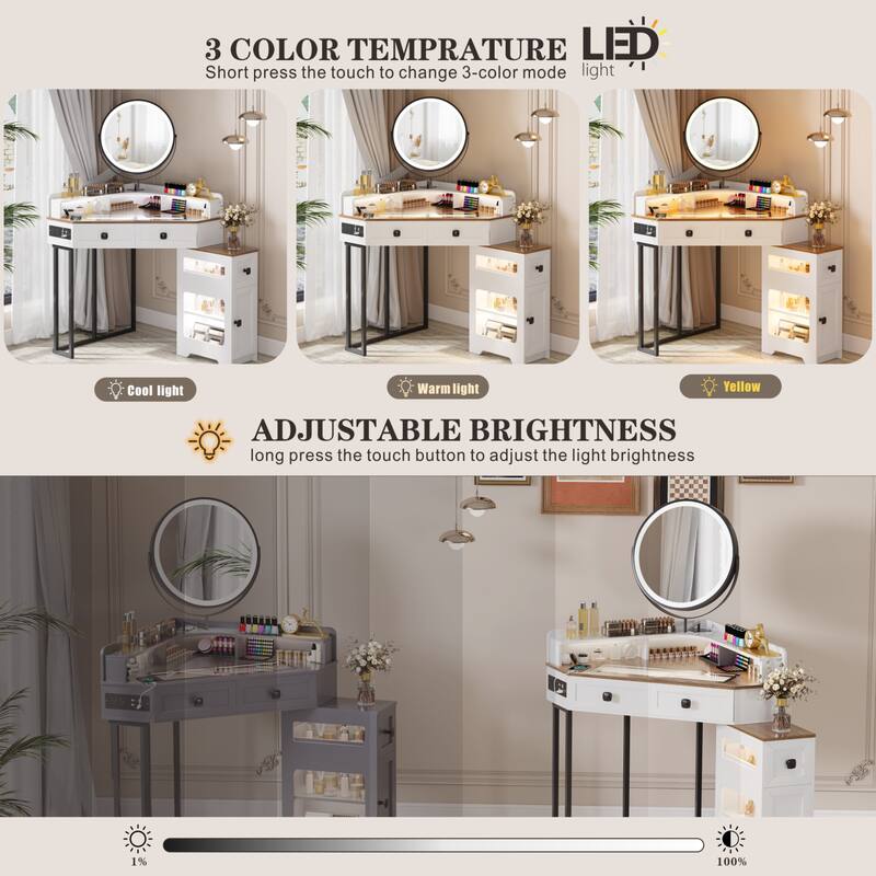 Corner Makeup Vanity With Mirror