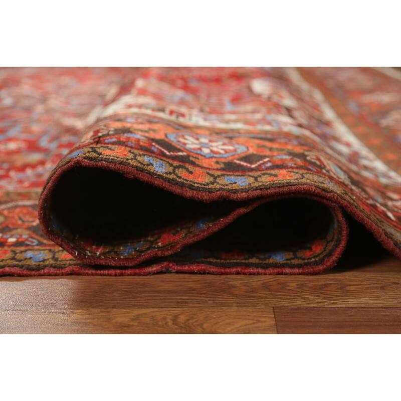Hand Knotted Oriental 100% Wool Carpet Traditional Medallion Red Heriz Area Rug - 8' 8'' X 6' 9''